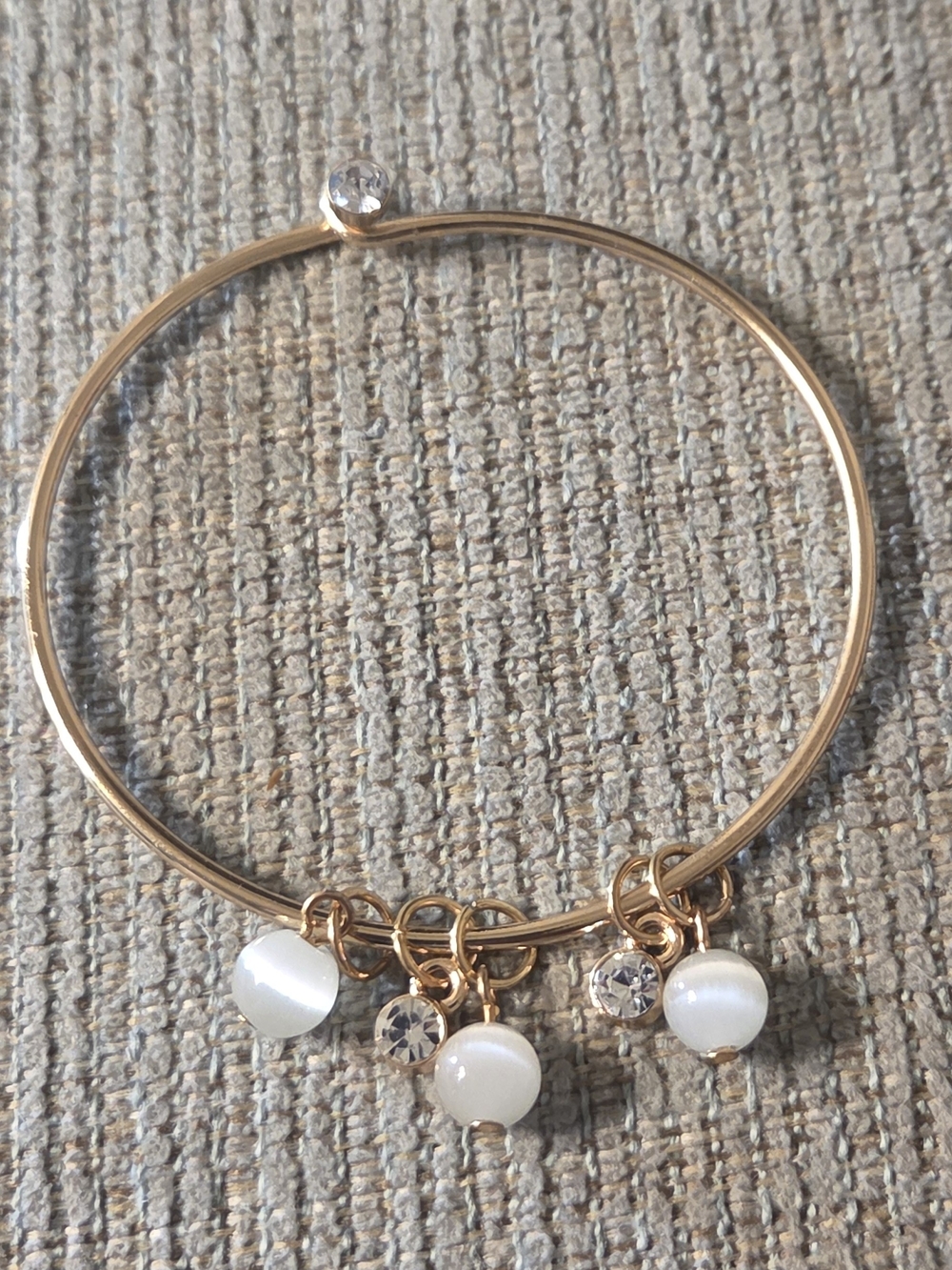 paparazzi Gold Pearl & Crystal Charm Bangle